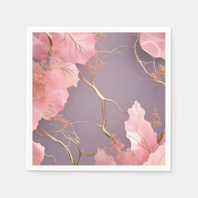 Serviette En Papier Abstrait moderne sur marbre rose (Devant)