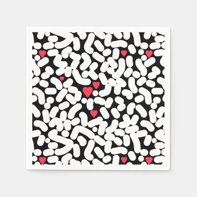 Serviette En Papier Abstrait noir blanc (Devant)