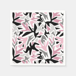 Serviette En Papier Abstrait, Noir et Rose, Jeune, Throw Pill moderne