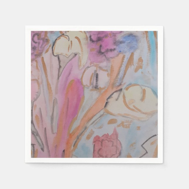 Serviette En Papier Abstrait Pastel Floral (Devant)