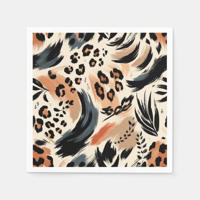 Serviette En Papier Abstrait Poster de animal exotique peint Leopard (Devant)