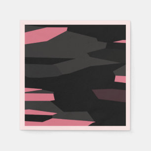 Serviette En Papier abstrait rose et noir