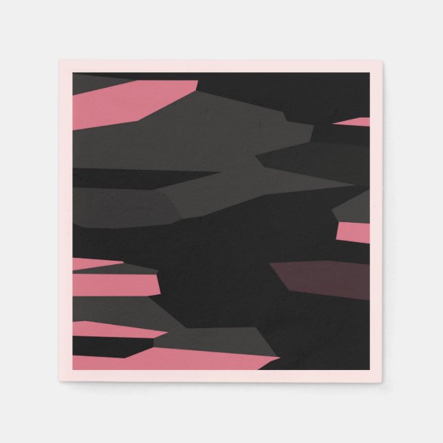 Serviette En Papier abstrait rose et noir (Devant)