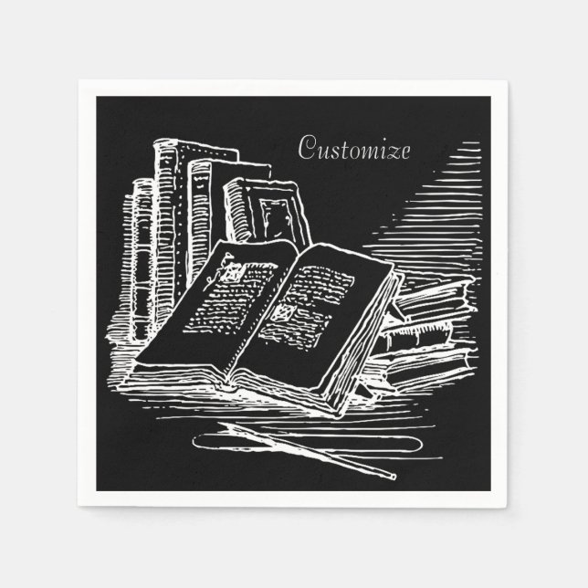 Serviette En Papier Académie Noire Et Blanche (Devant)