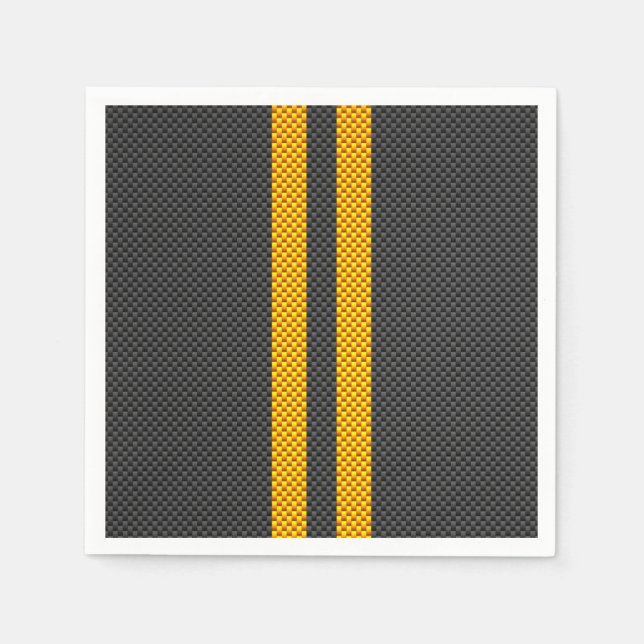 Serviette En Papier Accent Yellow Racing Stripes Carbon Fiber Style (Devant)
