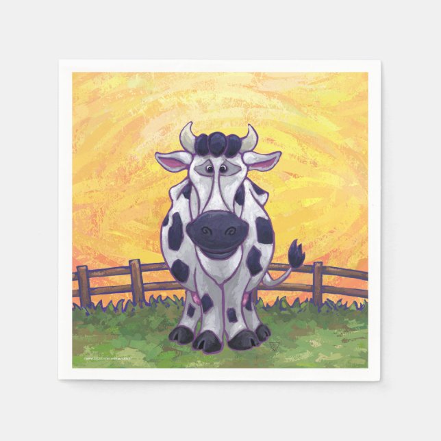 Serviette En Papier Accessoires Cuisine Cute Cow (Devant)