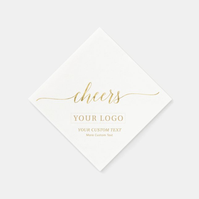 Serviette En Papier Acclamations en or | Logo d'entreprise simple avec (Coin)
