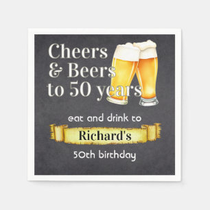 Serviette En Papier Acclamations et Bières 50 Ans Simple Vintage Noir