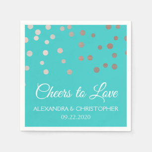 Serviette En Papier Acclamations pour aimer le mariage bleu turquoise