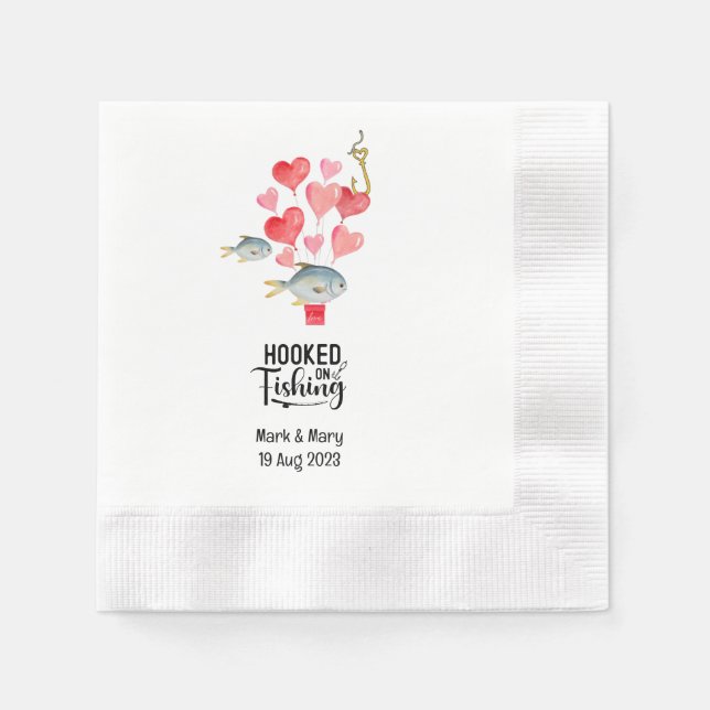 Serviette En Papier Accro au pêche Thème de mariage Aquarelle (Devant)