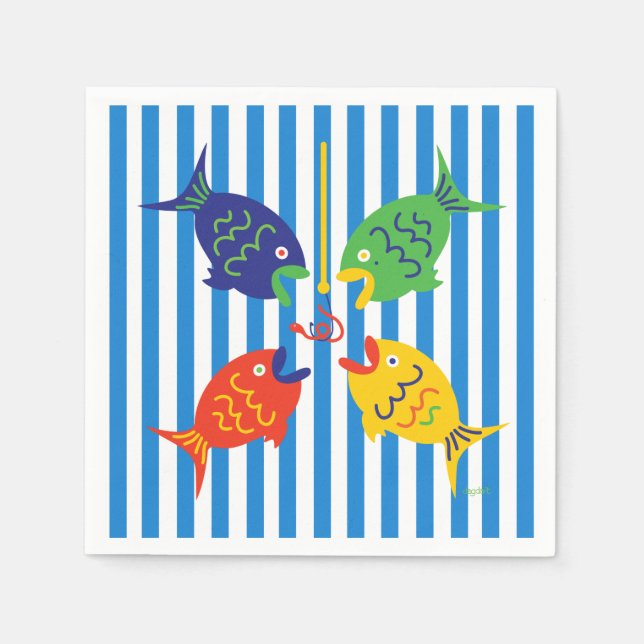 Serviette En Papier Accro aux poissons (Devant)