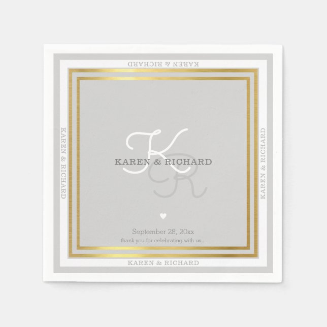 Serviette En Papier accueil de mariage en monogrammed joliment détaill (Devant)