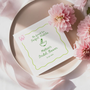 Serviette En Papier Accueil de Mariage Parfait Matcha Dessiné à la Mai