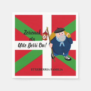 Serviette En Papier Accueil de Noël personnalisé, Olentzero + Ikurriña
