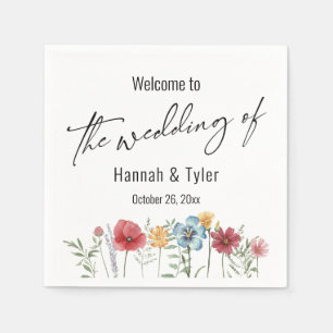 Serviette En Papier Accueil du Fleur sauvage de prairie aquarelle mult