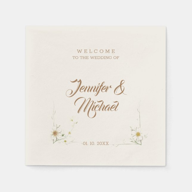 Serviette En Papier Accueil minimaliste Mariage moderne (Devant)