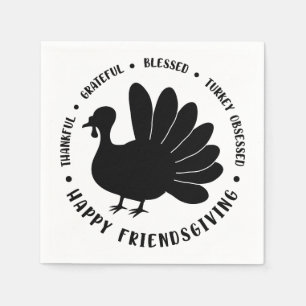 Serviette En Papier Action de grâce Friendsgiving Automne Dinde   Vaca