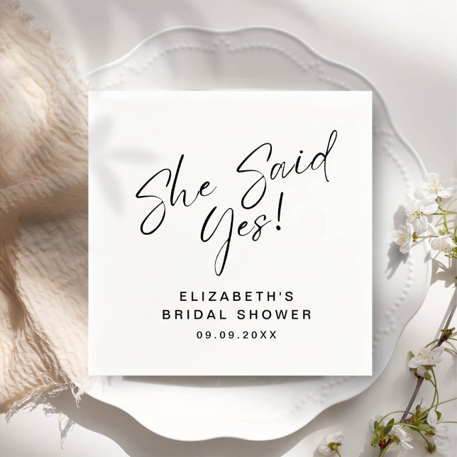 Serviette En Papier ADELLA Moderne Minimale Elle A Dit Oui Fête des ma (Créateur téléchargé)