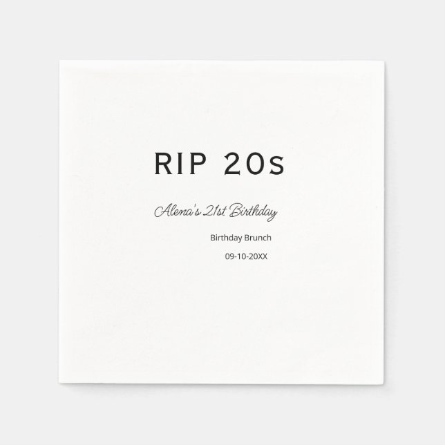 Serviette En Papier Adieu 20 ans simple joyeux 21e anniversaire brunch (Devant)