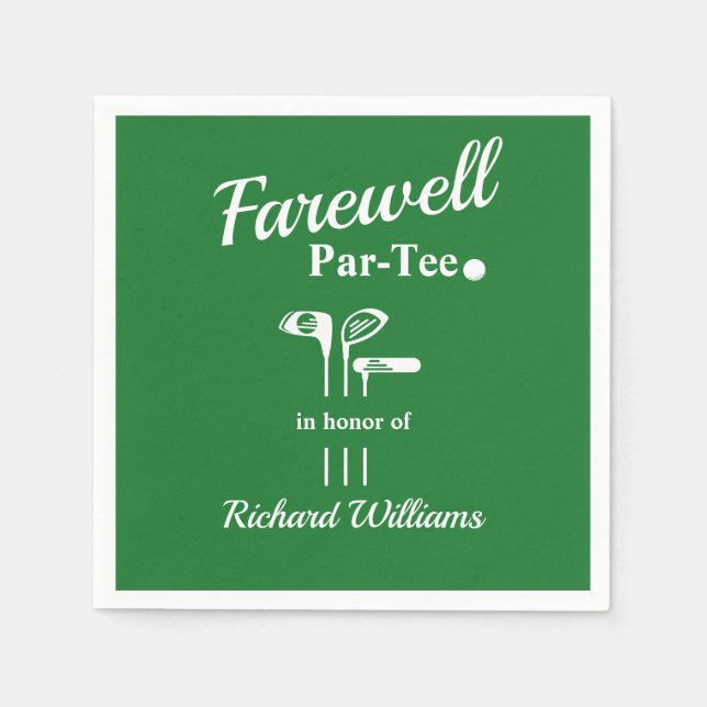 Serviette En Papier Adieu Retraite Golf Clubs Theme Par Tee (Devant)