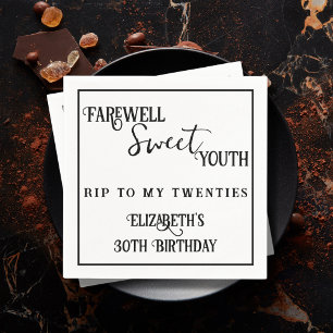 Serviette En Papier Adieu Sweet Youth RIP 20s 30e anniversaire