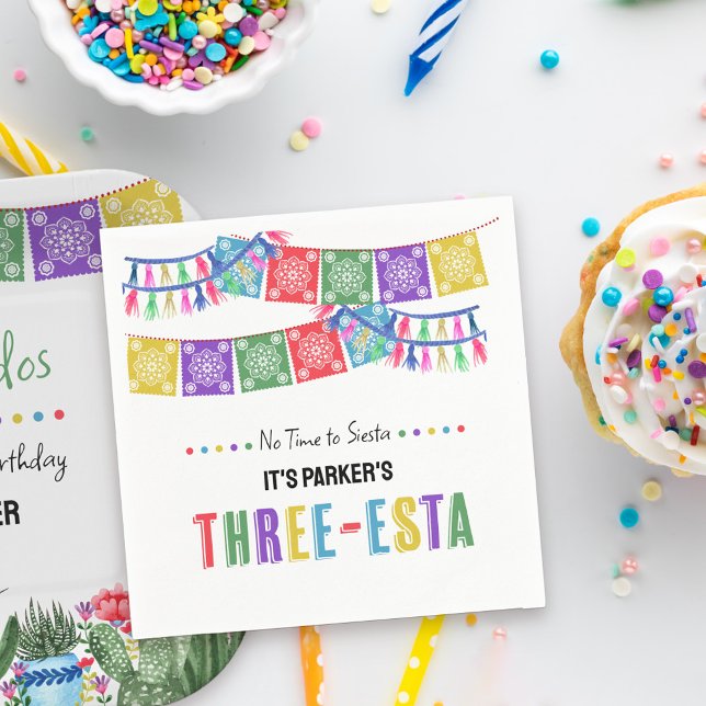 Serviette En Papier Adios Dos 3e anniversaire Trois-Esta Fiesta Party (Create a colorful mexican fiesta  three-esta 3rd birthday tablescape .. no time to siesta!)