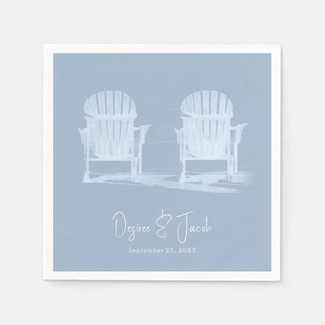 Serviette En Papier Adirondack Chaises De Plage Dusty Bleu Blanc Maria (Devant)
