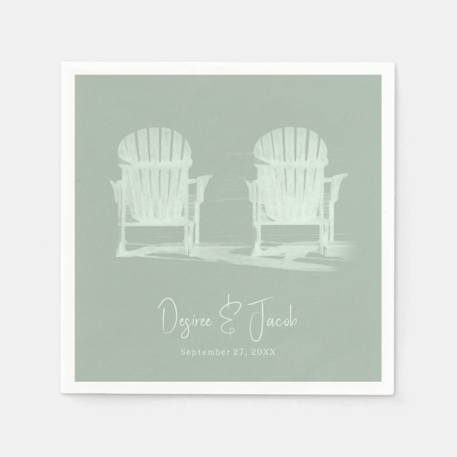 Serviette En Papier Adirondack Chaises De Plage Mariage Vert Sage (Devant)