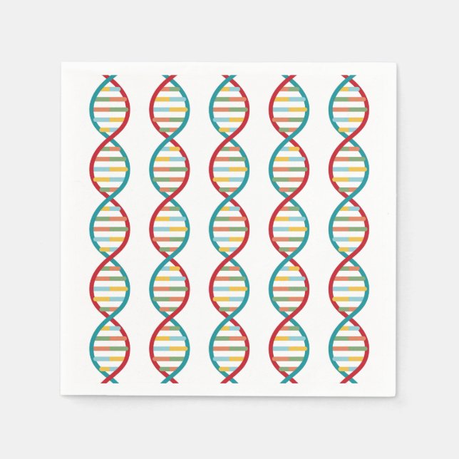 Serviette En Papier ​ ADN ​ Mid Century Moderne Biologie STEM Blancs (Devant)