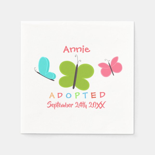 Serviette En Papier Adoption du papillon adopté - Nom personnalisé (Devant)