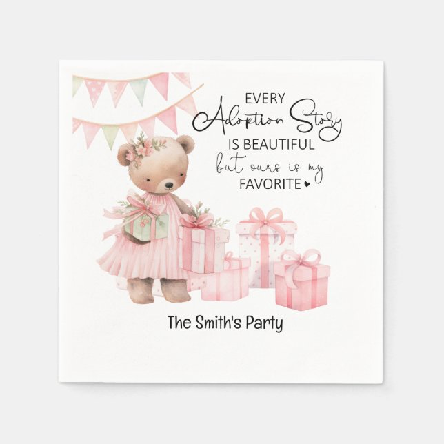 Serviette En Papier Adoption Foster Child Girl Pink thème party (Devant)
