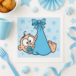 Serviette En Papier Adorable Baby Boy avec Pacifier dans une fronde