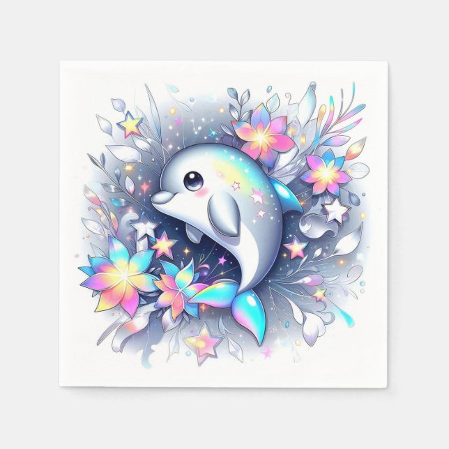 Serviette En Papier Adorable Baby shower Dauphin Cartoon (Devant)