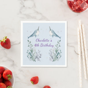 Serviette En Papier Adorable Baleine Narval Grassouillette Poisson Mot