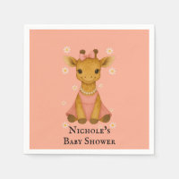 Adorable bébé Giraffe en Baby shower fille rose