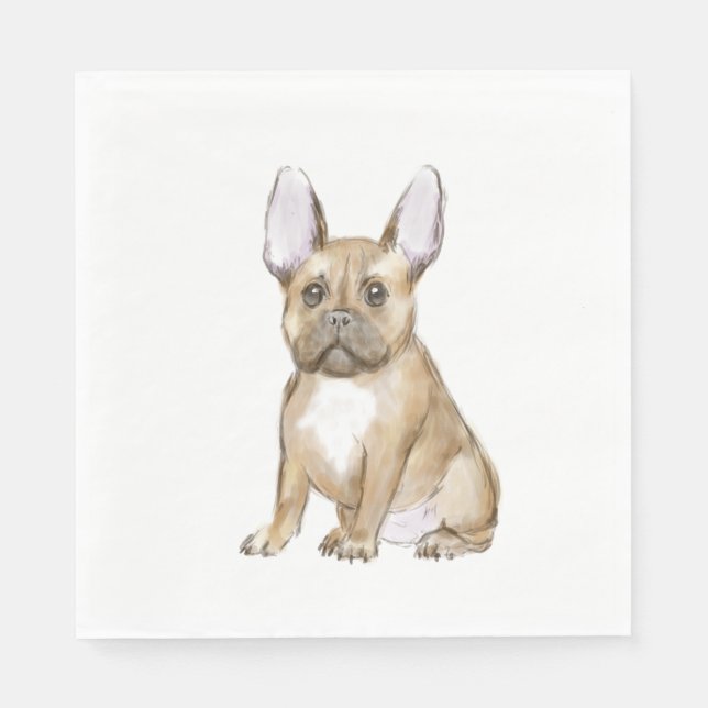 Serviette En Papier Adorable chiot bouledogue français (Devant)
