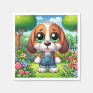 Serviette En Papier Adorable Chiot Dans Les Murs