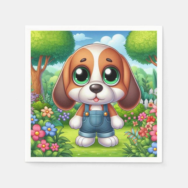 Serviette En Papier Adorable Chiot Dans Les Murs (Devant)