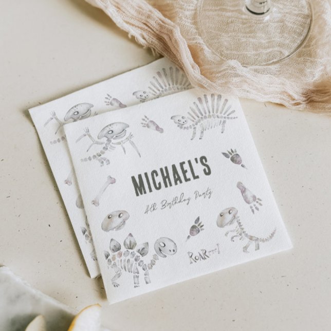 Serviette En Papier Adorable Dino Dig Anniversaire (Créateur téléchargé)