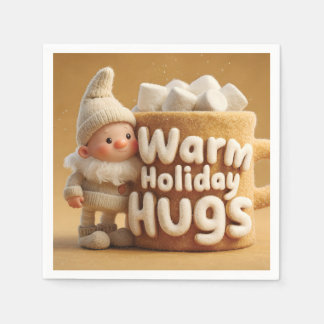 Serviette En Papier Adorable Felt Gnome with Marshmallow Mug 