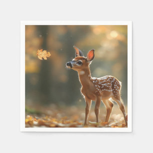 Serviette En Papier Adorable Fowl à regarder une feuille tombante dans
