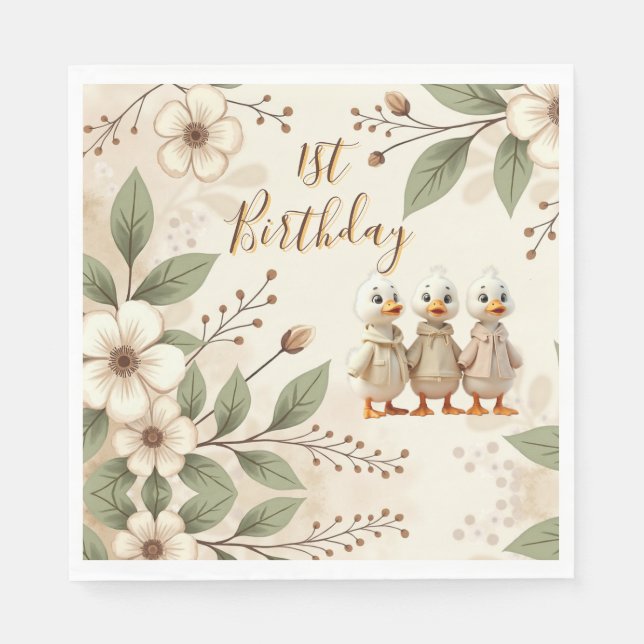 Serviette En Papier Adorable Joyeux Premier anniversaire (Devant)