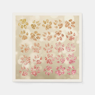 Serviette En Papier Adorable Pailleté Empreintes de Patte de Chien, B