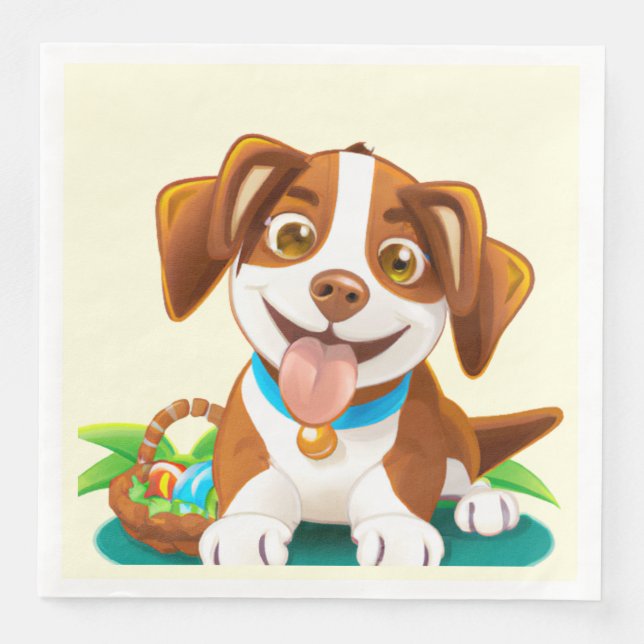 Serviette En Papier Adorable Pâques Pup (Devant)