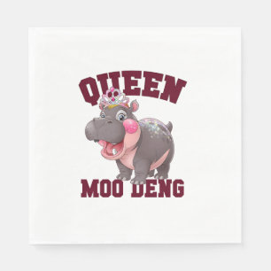 Serviette En Papier Adorable REINE MOO DENG Maman Baby Hippo Princesse