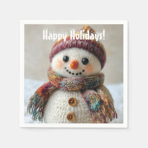 Serviette En Papier Adorable Snowman en laine avec Casquette et concep