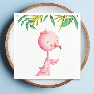 Serviette En Papier Adorable Summer Pink Flamant rose Tropical Party