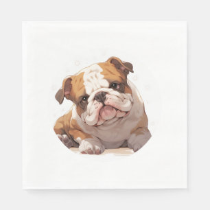 Serviette En Papier Adorable T-shirt classique de Bulldog anglais (5)