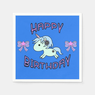 Serviette En Papier Adorable Unicorn Joyeux Anniversaire Ruban Star