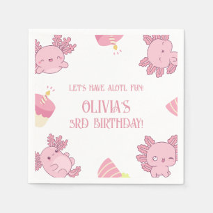 Serviette En Papier Adorables Axolotls Enfants Rose Alotl Anniversaire